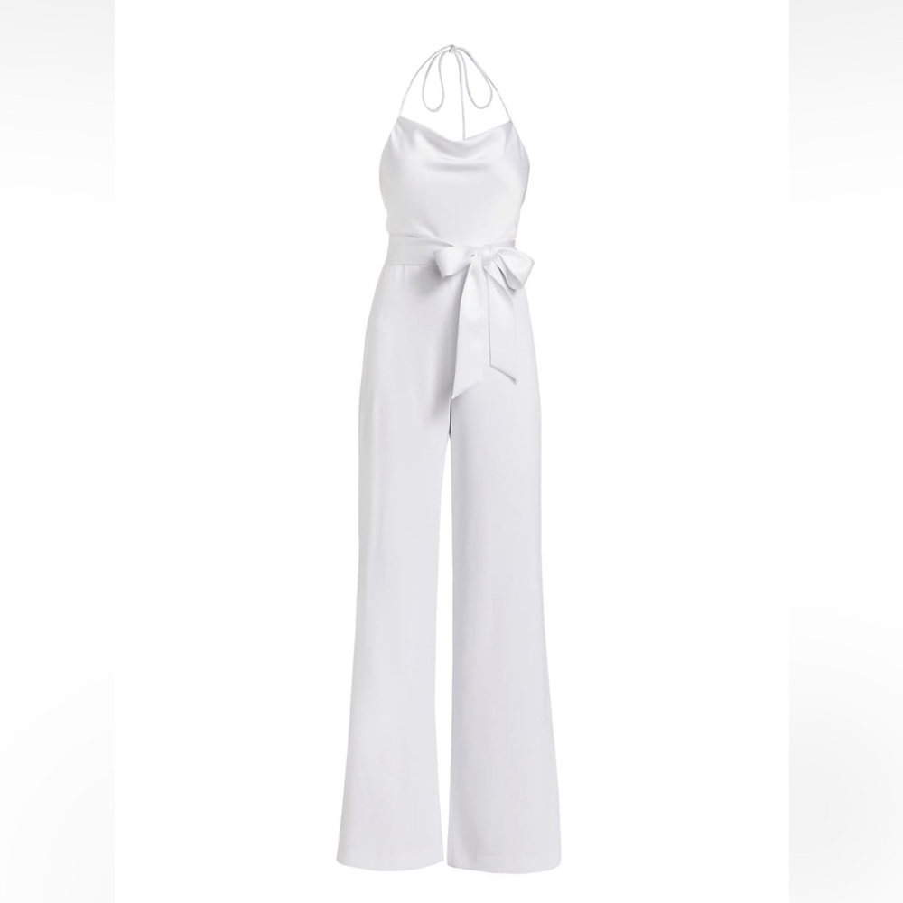 Alice + Olivia Primrose Satin Halter Tie-Waist Jumpsuit 2